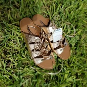 Rose gold gladiator sandals